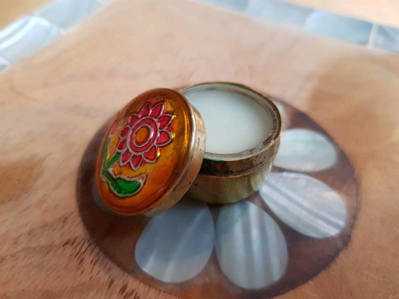 Natural Solid Perfume In Enamel Tin - Nag Champa, Sandalwood, Jasmine