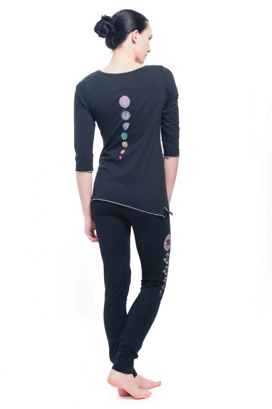 Om Chakra Yoga Legging Outfit - Black, Embroidery, Organic