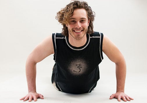 Om Print Men's Yoga Vest Top - Black, Beige