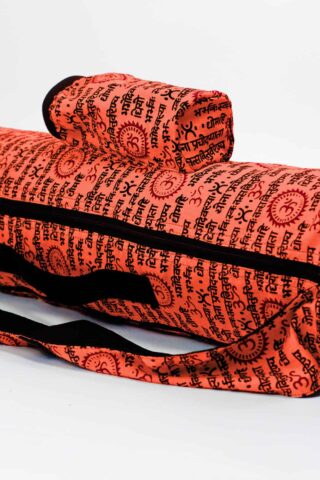 Om Yoga Mat Bag - Gayatri Mantra Print, Water Resistant, Pockets - Saffron