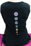Organic Chakra Yoga Top - Black, Embroidery