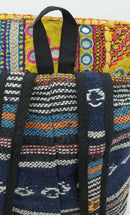 Striped Cotton Hippy Backpack With Recycled Patchwork Embroidery