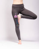 Synergy Chakra Grey Yoga Leggings - Cotton, Handpainted