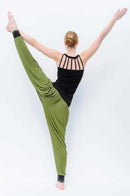 Vinayasa Baggy Yoga Pants - Harem Pants Style, Olive/Black