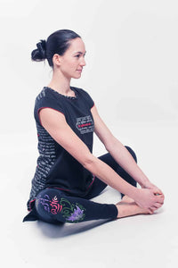 Women’s Mantra Organic Yoga Tunic – Black, Cap Sleeve, Loose