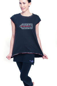 Women’s Mantra Organic Yoga Tunic – Black, Cap Sleeve, Loose