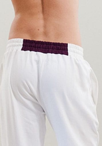 'Yogi' White Yoga Pants For Men - Wide Leg, Adjustable Waist