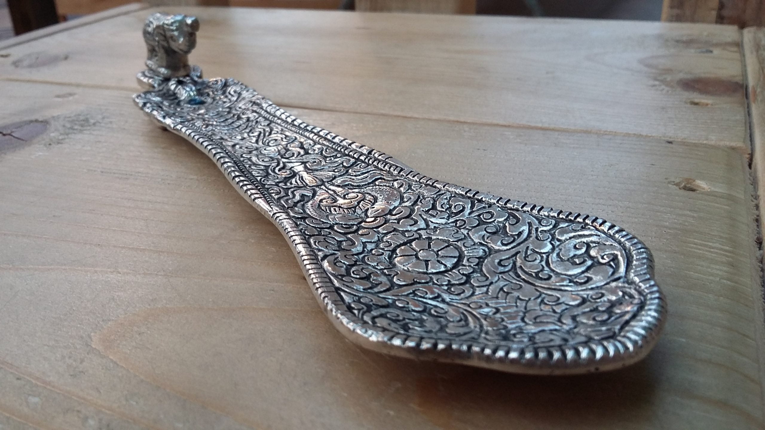 Elephant Incense Holder - Long, Antique Silver