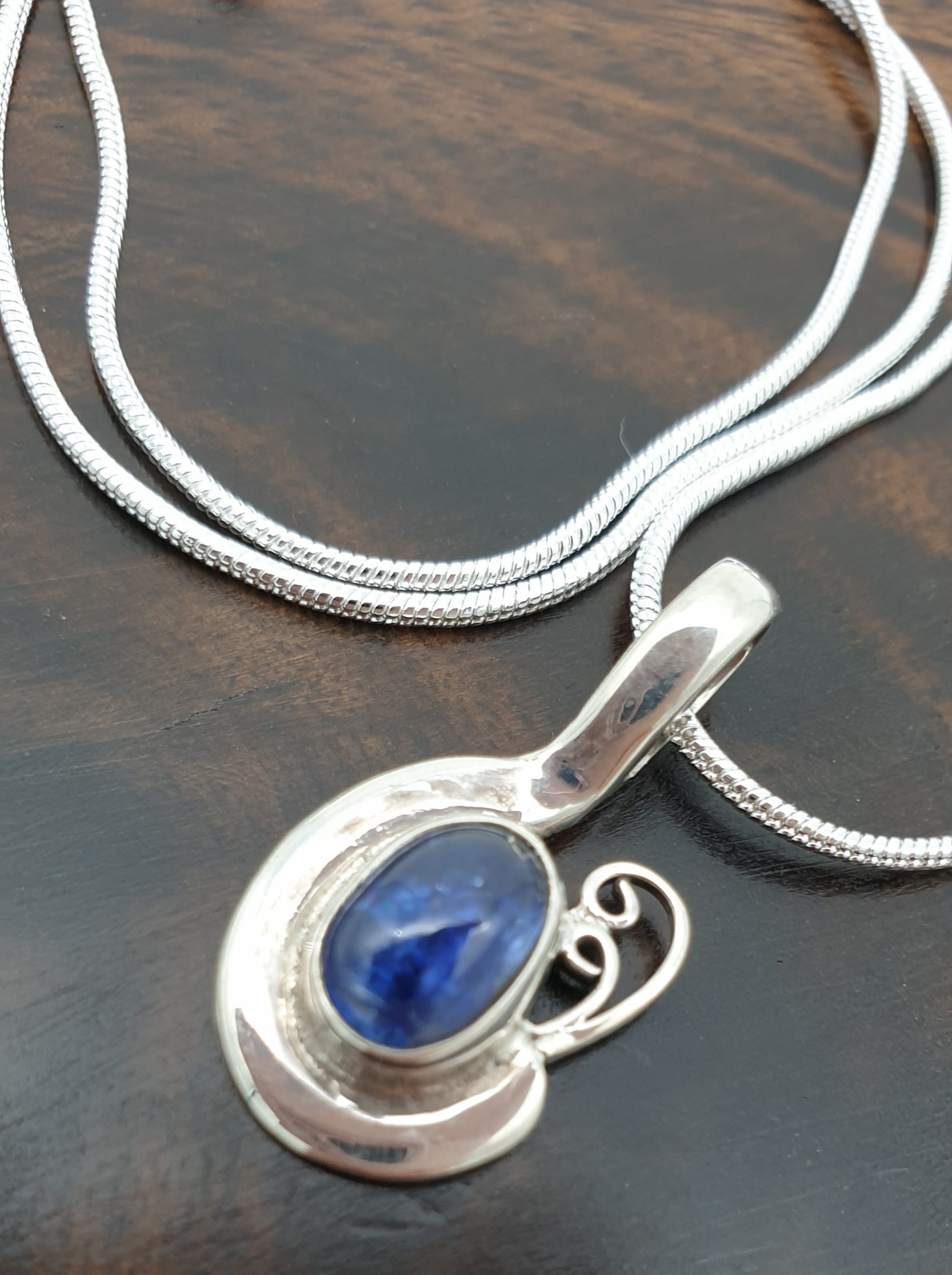 Kyanite Sterling Silver Necklace - Teardrop Shape, Blue