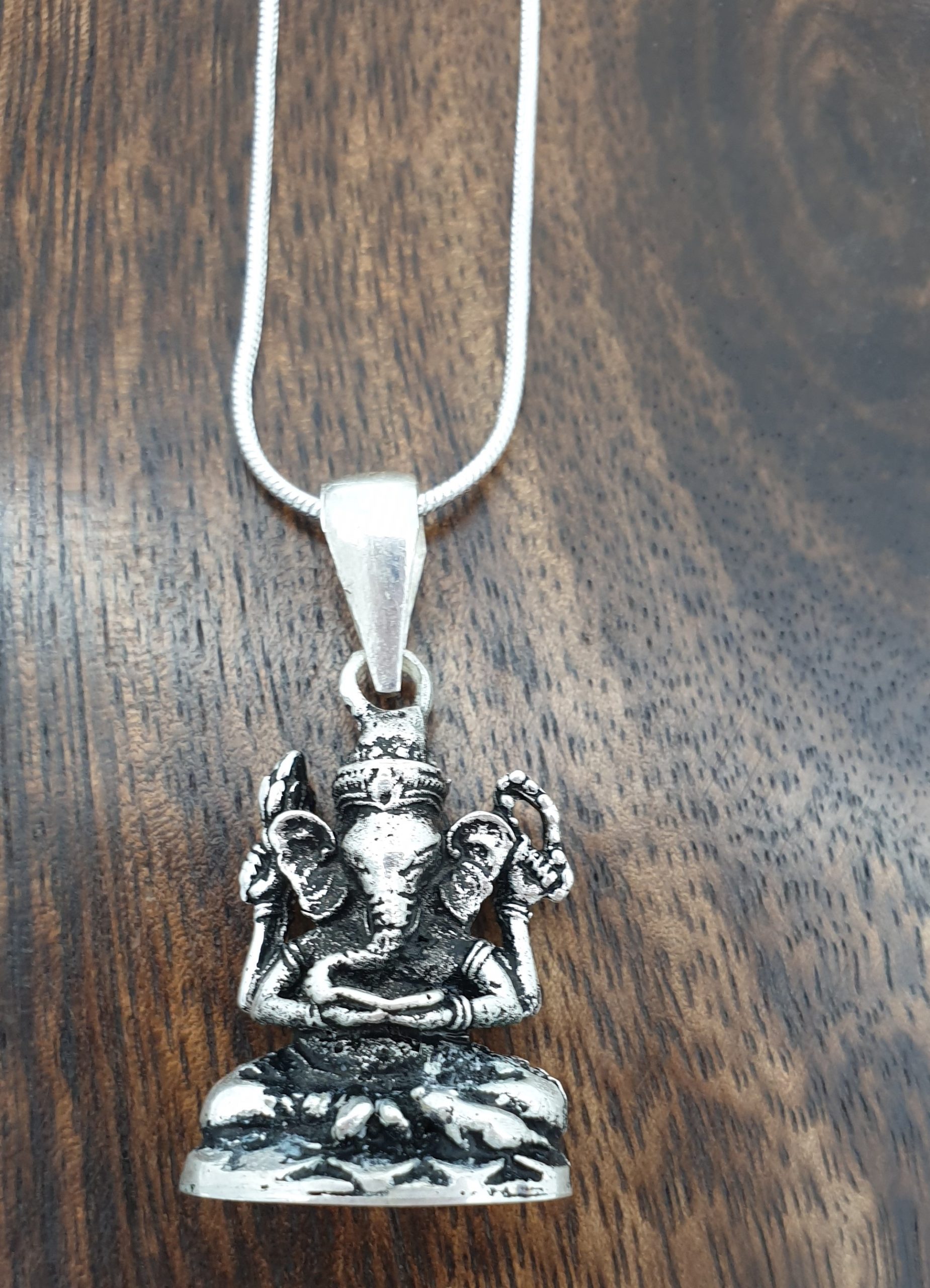 Sterling Silver Ganesha Pendant - With Silver Plated Chain