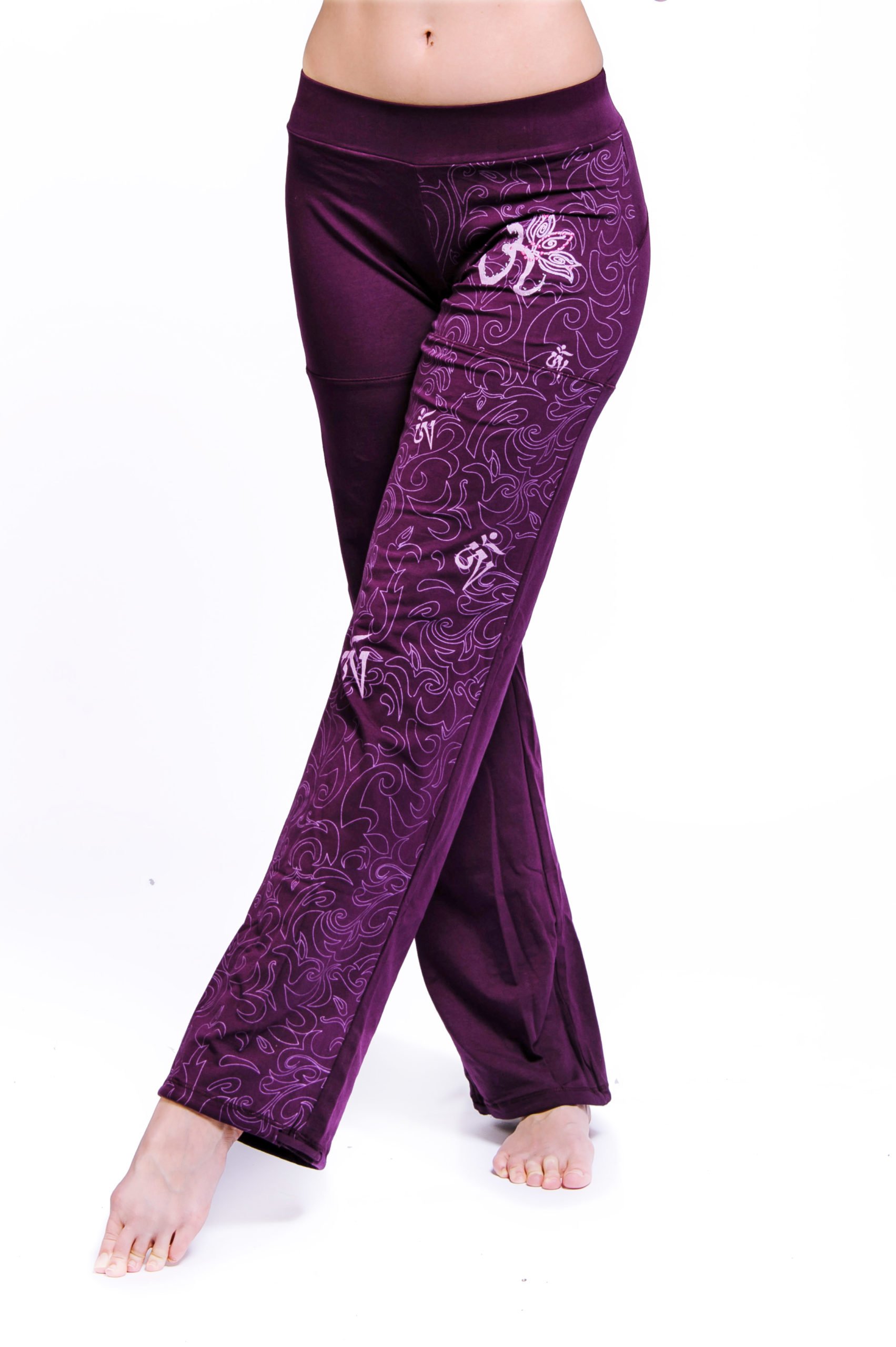 Women's Om Organic Pants - Maori Print, Purple