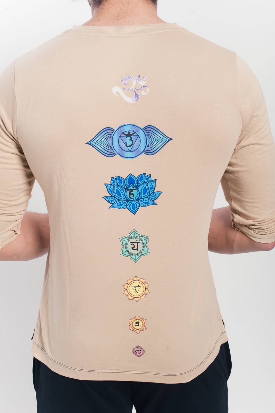 Men's Organic Chakra  T Shirt - Khaki, Handpainted