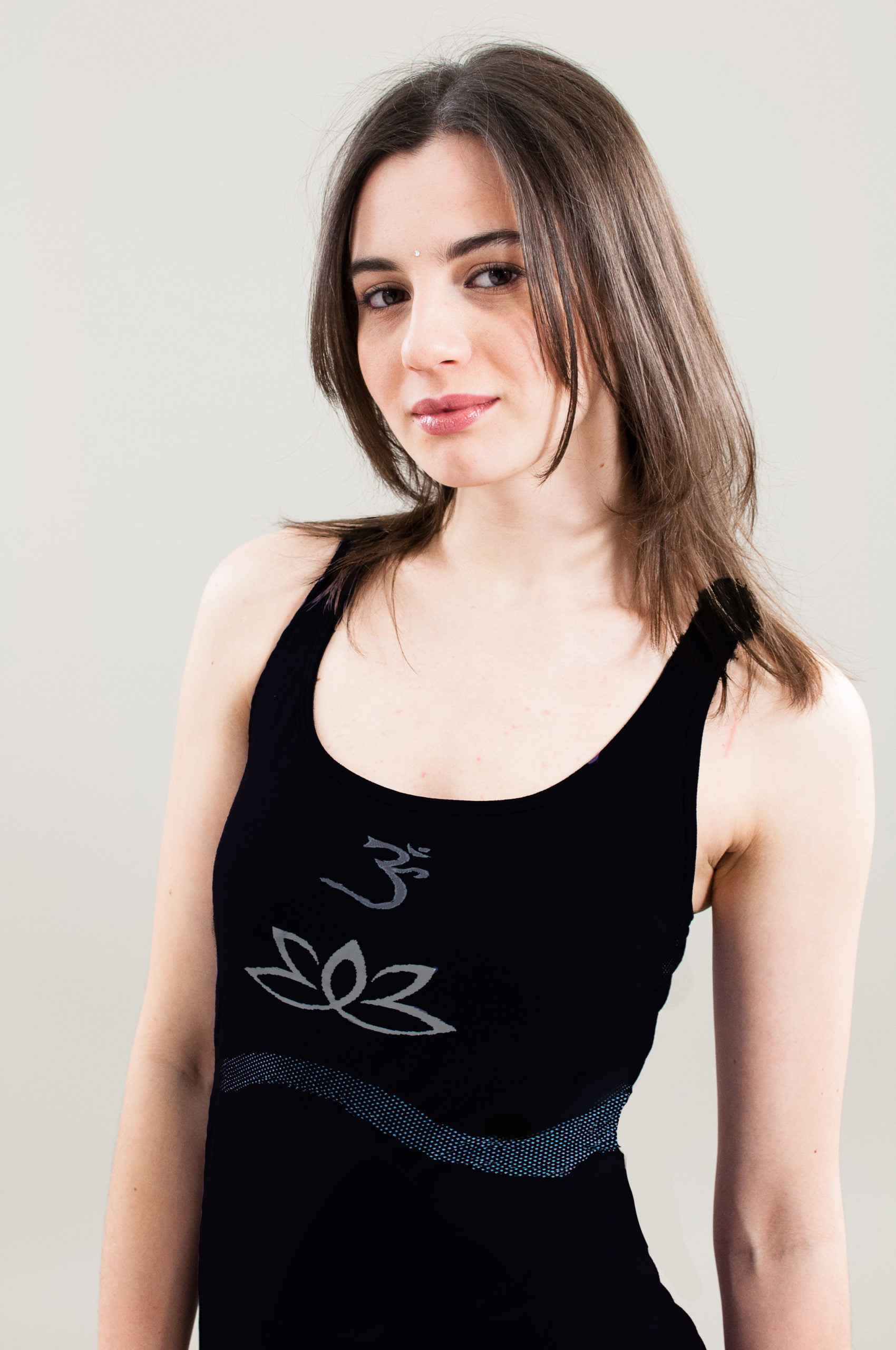 Lotus Yoga Vest Top - Organic, Black, Moisture Wicking