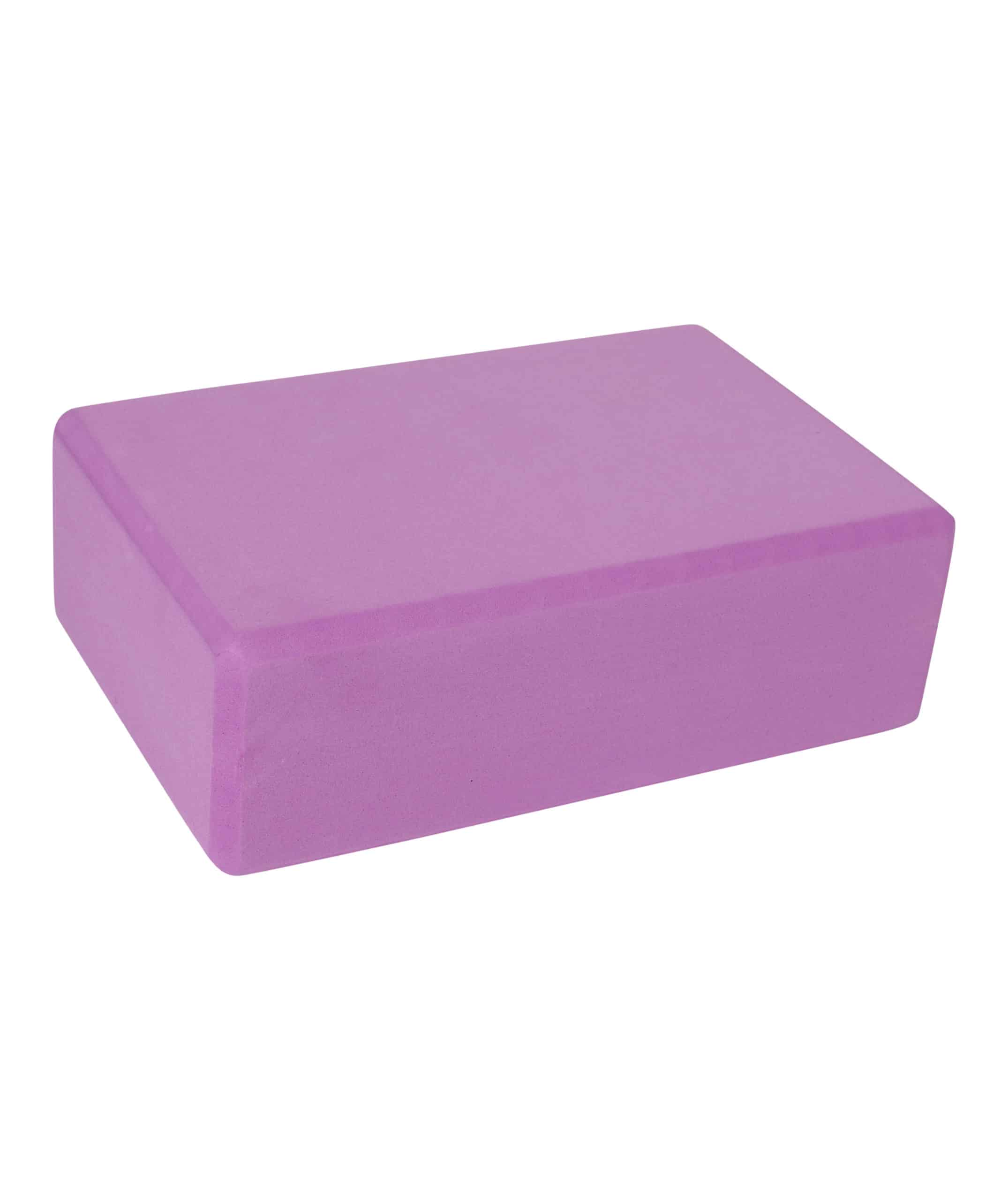 purple yoga block with carved edges made in soft touch smooth strong foam