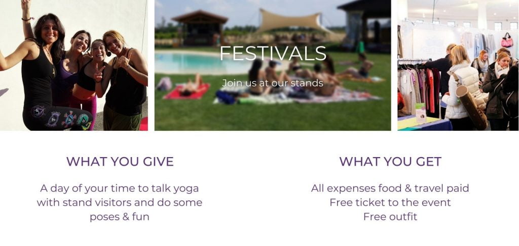 Yogamasti Ambassadors at various festivals and stands