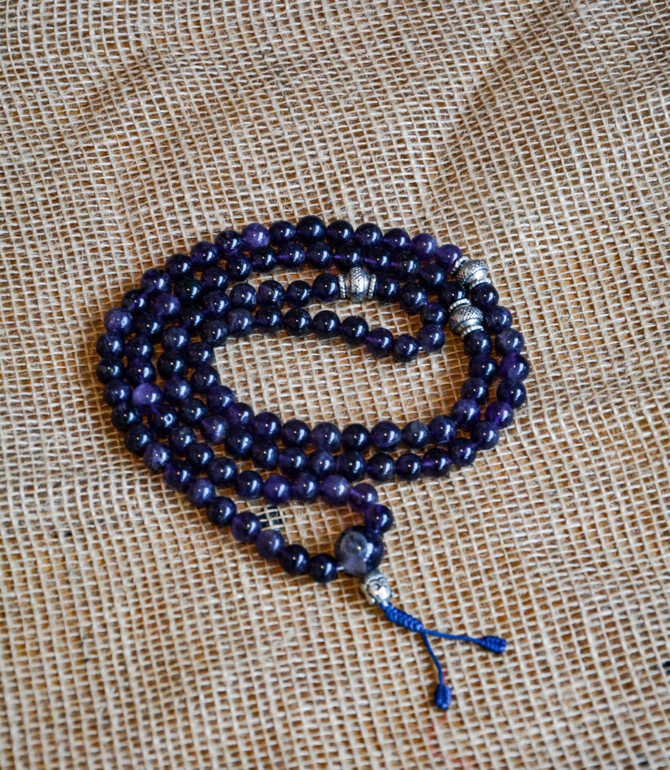 amethyst mala beads