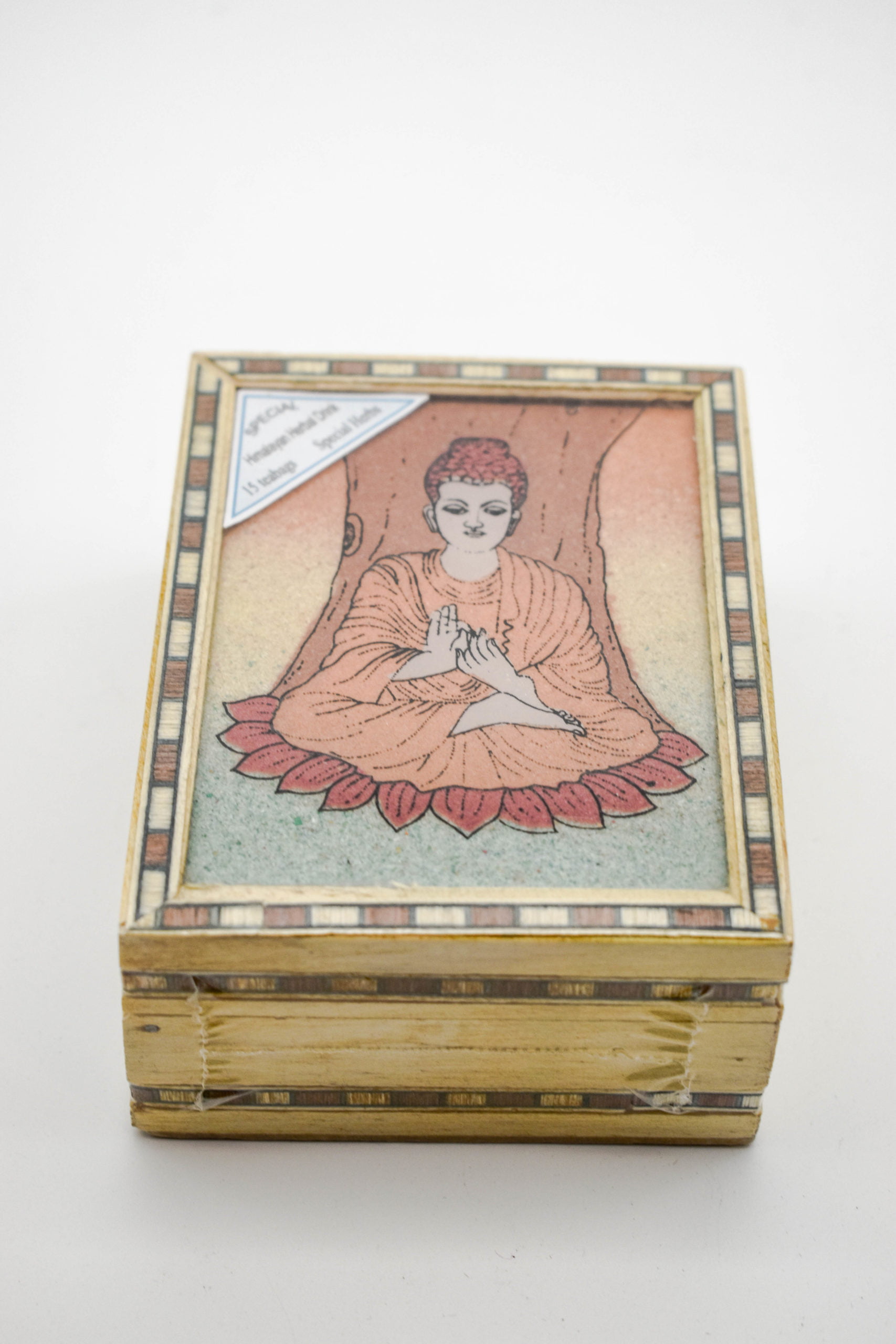 Wooden Himalayan Herbal Tea Gift Box - Buddha, 15 bags